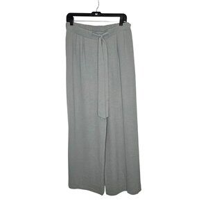 Caracilia Gray High-Waisted Pants Wide Leg Pull On Tie Waist‎ L Beachy Work